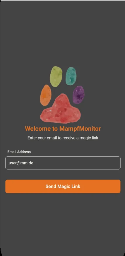 Login-Ansicht von Mampf Monitor